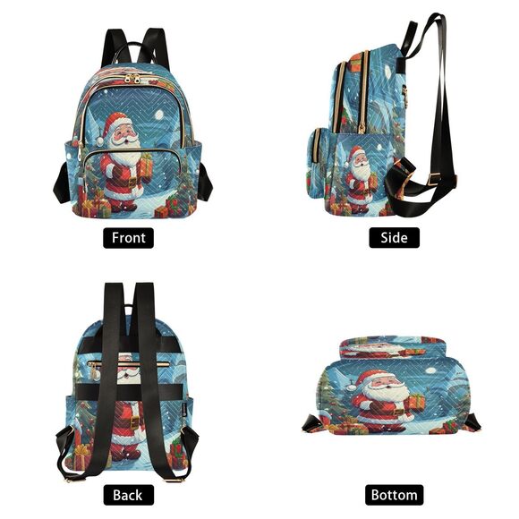 4357 Pine Tree Santa Claus Snow Xmas Backpack Purse Fashion Shoulder Bag main image 7